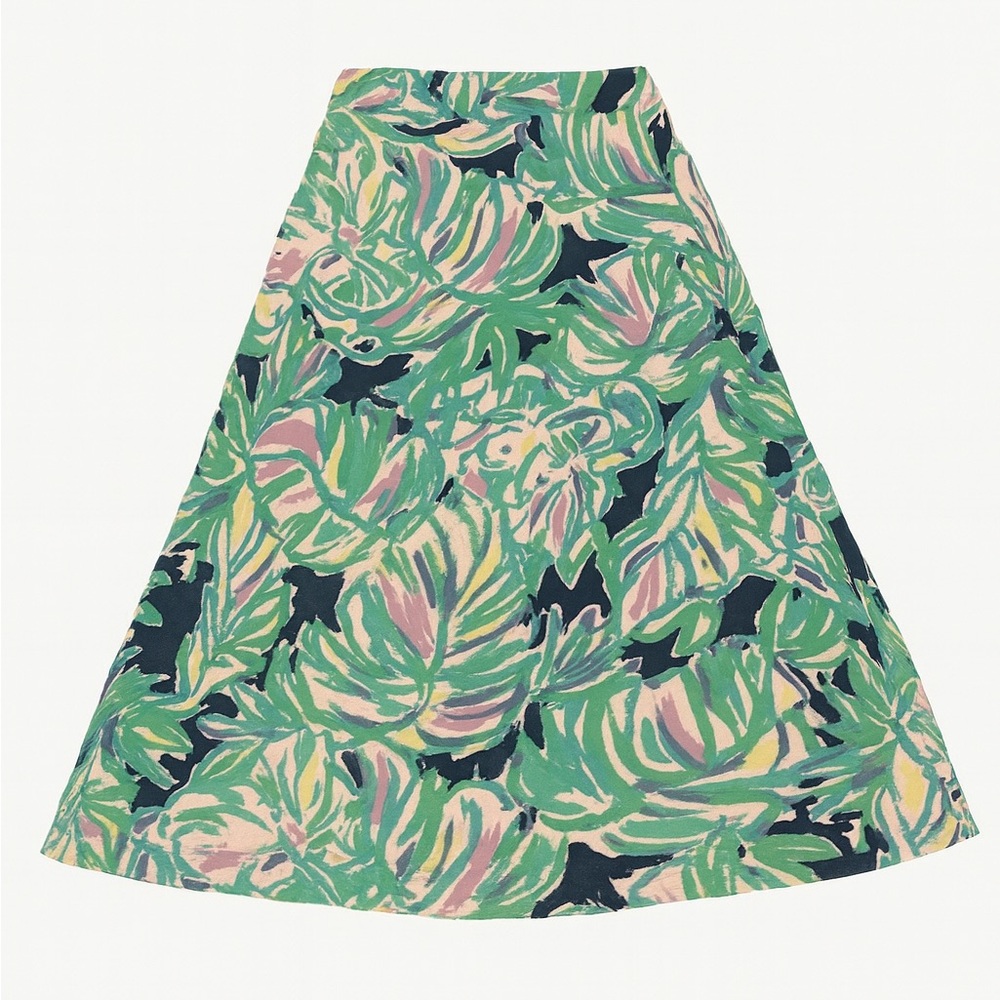 Lilly Pulitzer Green and Pink Leaf A-Line Skirt - Picture 1 of 5